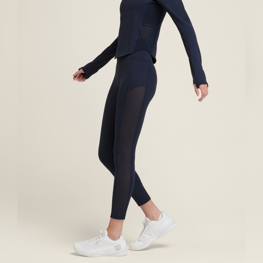 Wilson Leggings Tennis Court Tight Extra Small in Navy EUC XS Sport Mesh Sides